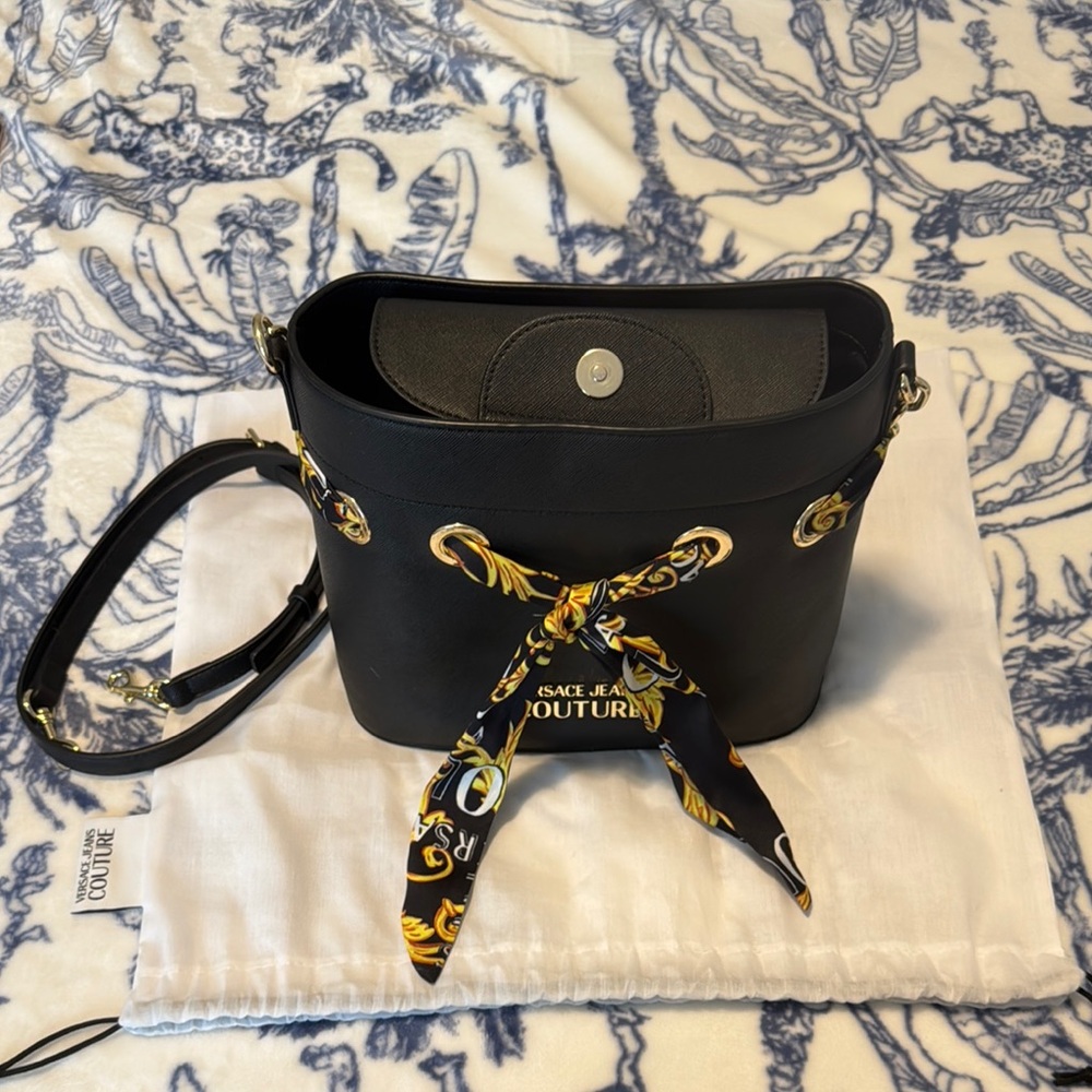 Versace Jeans Collection Black Tote with Decorative Chain
